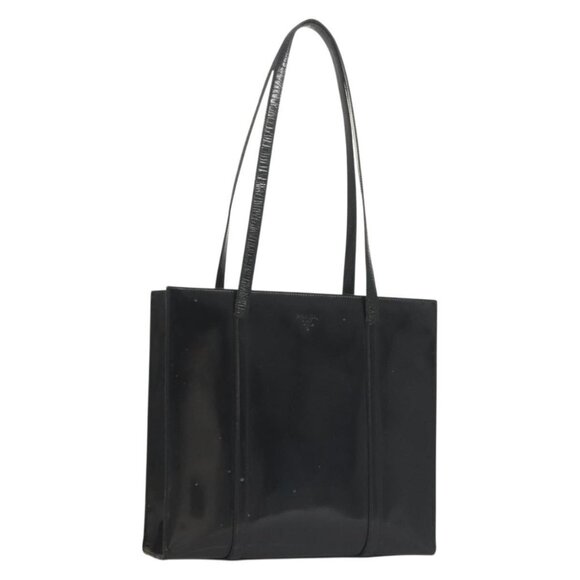 PRADA Shoulder Bag Patent leather Silver Navy Auth 133381 - Picture 1 of 16